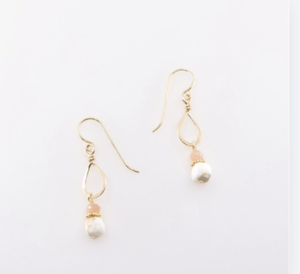 J. Mills Earring Teardrop with White Turquoise & Moonstone