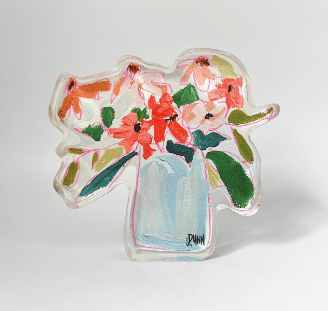 Decorative item with floral design on a white background