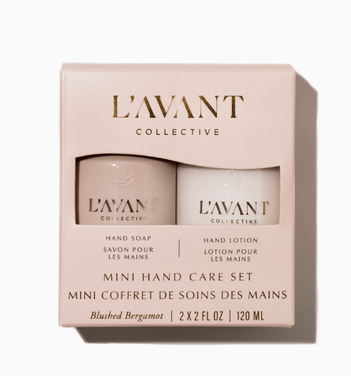 L'Avant Collective mini hand care set packaging on a white background