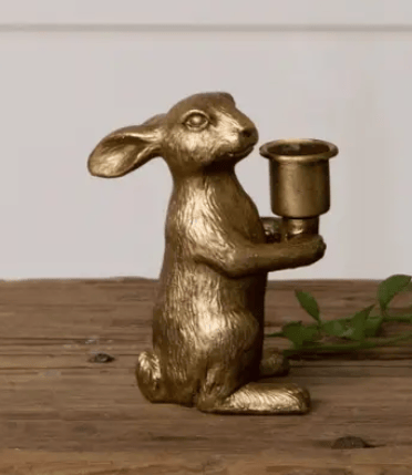 Gold Bunny Tapered Candle Holders