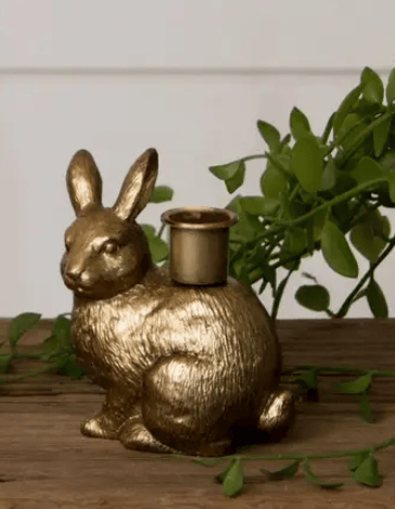Gold Bunny Tapered Candle Holders