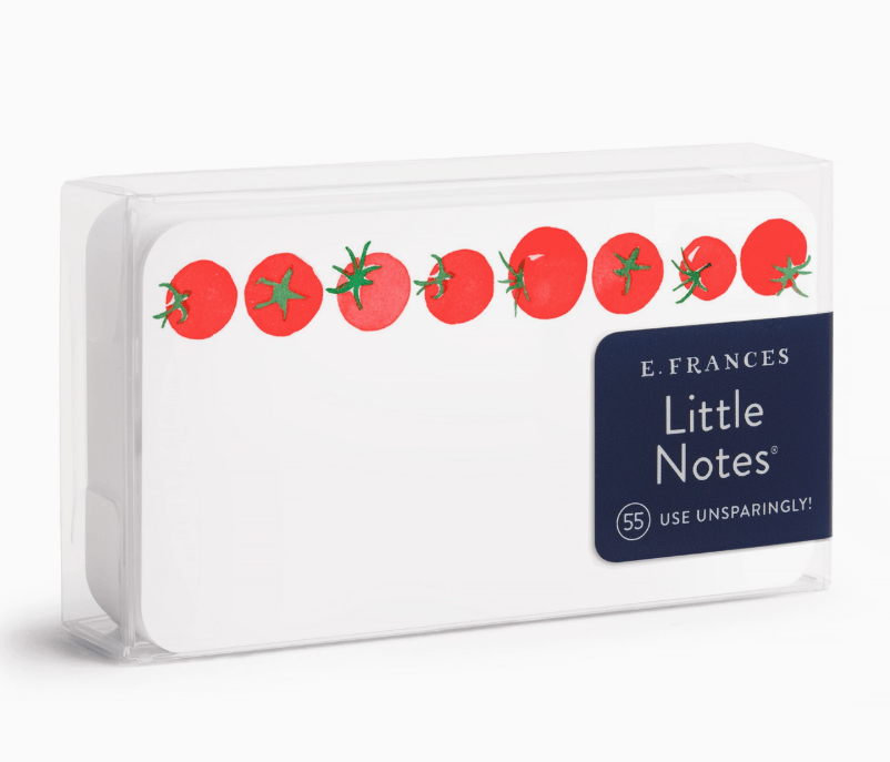 Pack of E. Frances Little Notes with tomato design on a white background