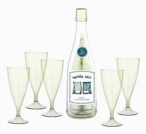 Acrylic Champagne Bottle + Glasses