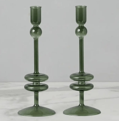 etúHOME Glass Candlesticks - Pair