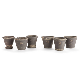 Designed by master potter Peter Wakefield, these mini pots are great for hostess gifts, or for around the office. 4 x 4 x 3.5. Use as cachepot or plant directly into. Protect fine furniture by lining interior of pot. Protect from frost and hard freeze.