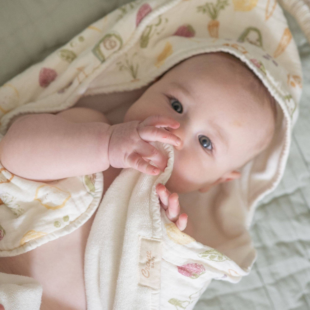 Clementine Hooded Baby Bath Towel & Washcloth Set