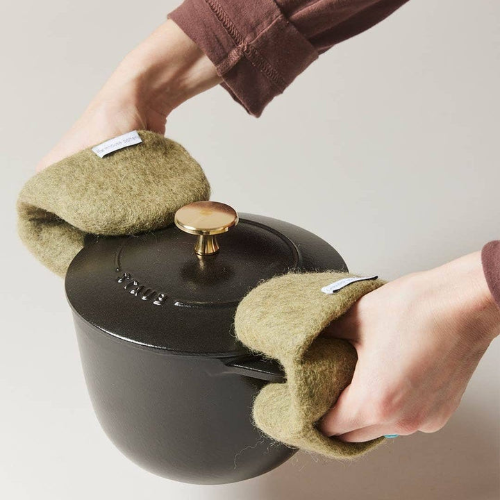Artisan Felt Potholders - Olive Green