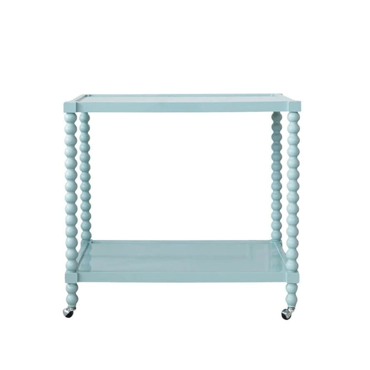 Blue Lacquered Two - Tier Bar Cart - Small Batch Specialty Gifts