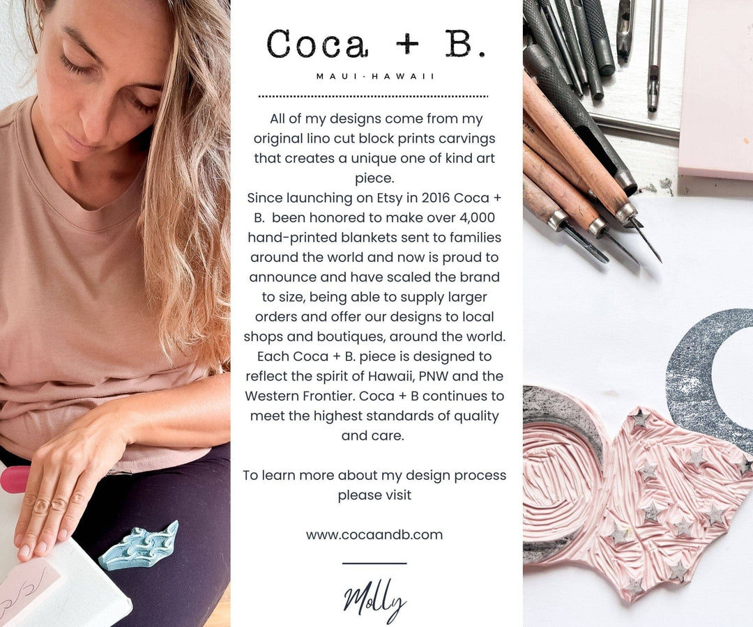 Boho Beach Seashell Print Organic Bamboo Muslin Blanket - Small Batch Specialty Gifts