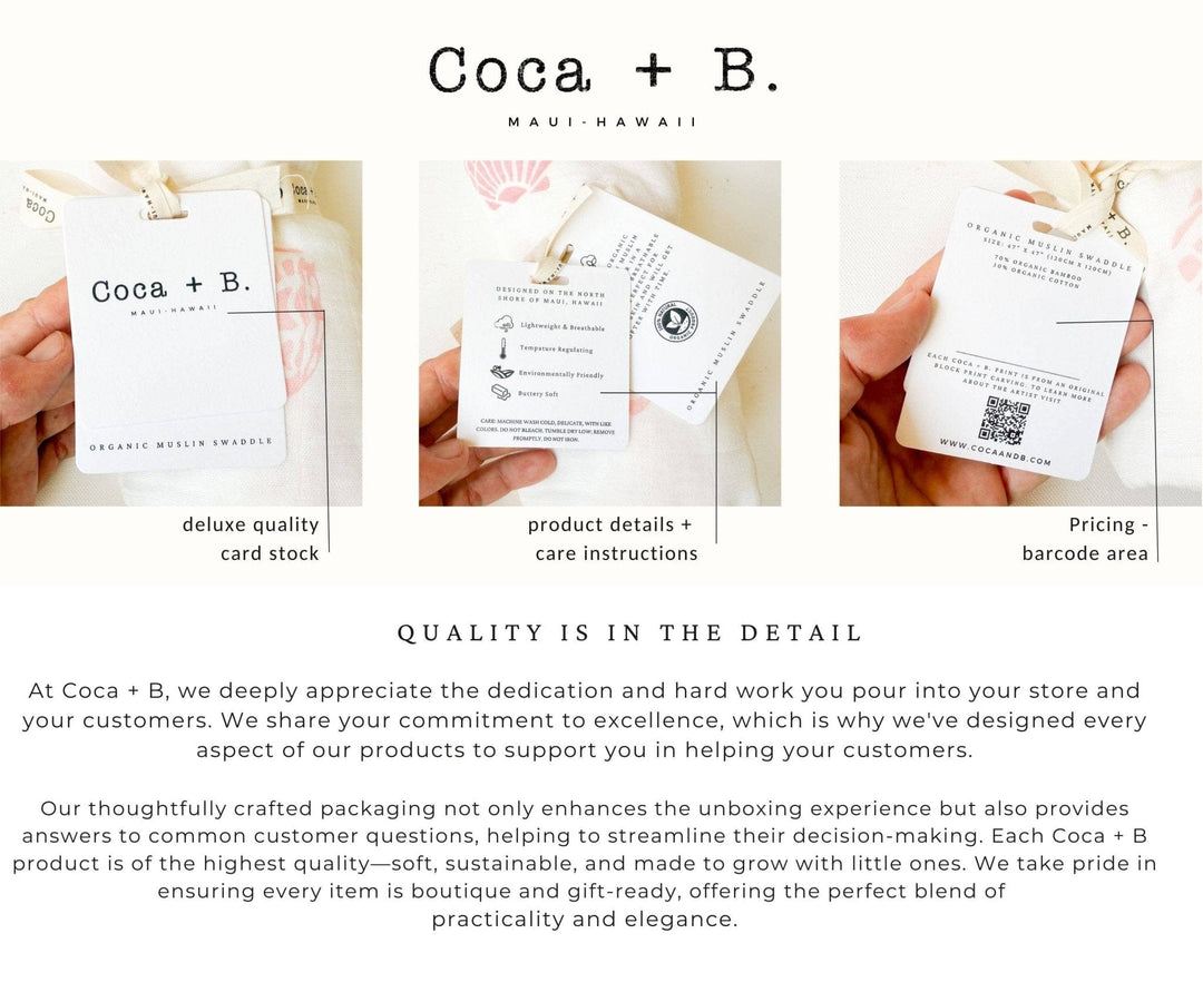 Boho Beach Seashell Print Organic Bamboo Muslin Blanket - Small Batch Specialty Gifts