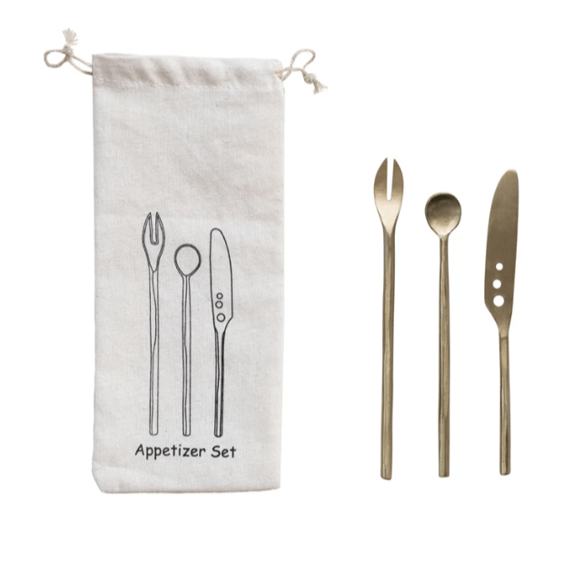 Brass Appetizer Cutlery Set - Small Batch Specialty Gifts