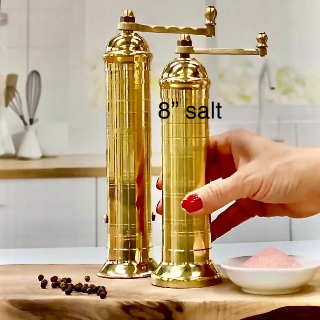 Brass Salt & Pepper Mills, S/2 - Small Batch Specialty Gifts