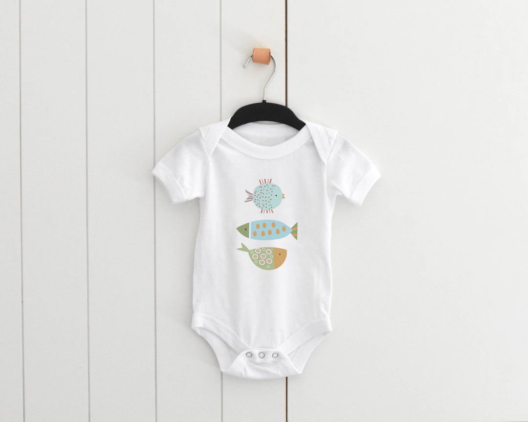 Sea Life Baby Onesie - Three Fish - Customizable