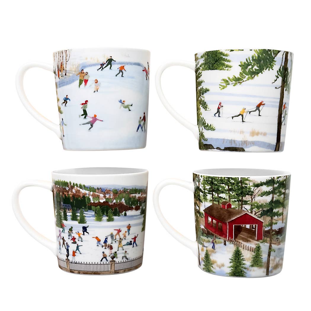 Caskata X Felix Doolittle Winter Wonderland Mugs, Set of 4 - Small Batch Specialty Gifts