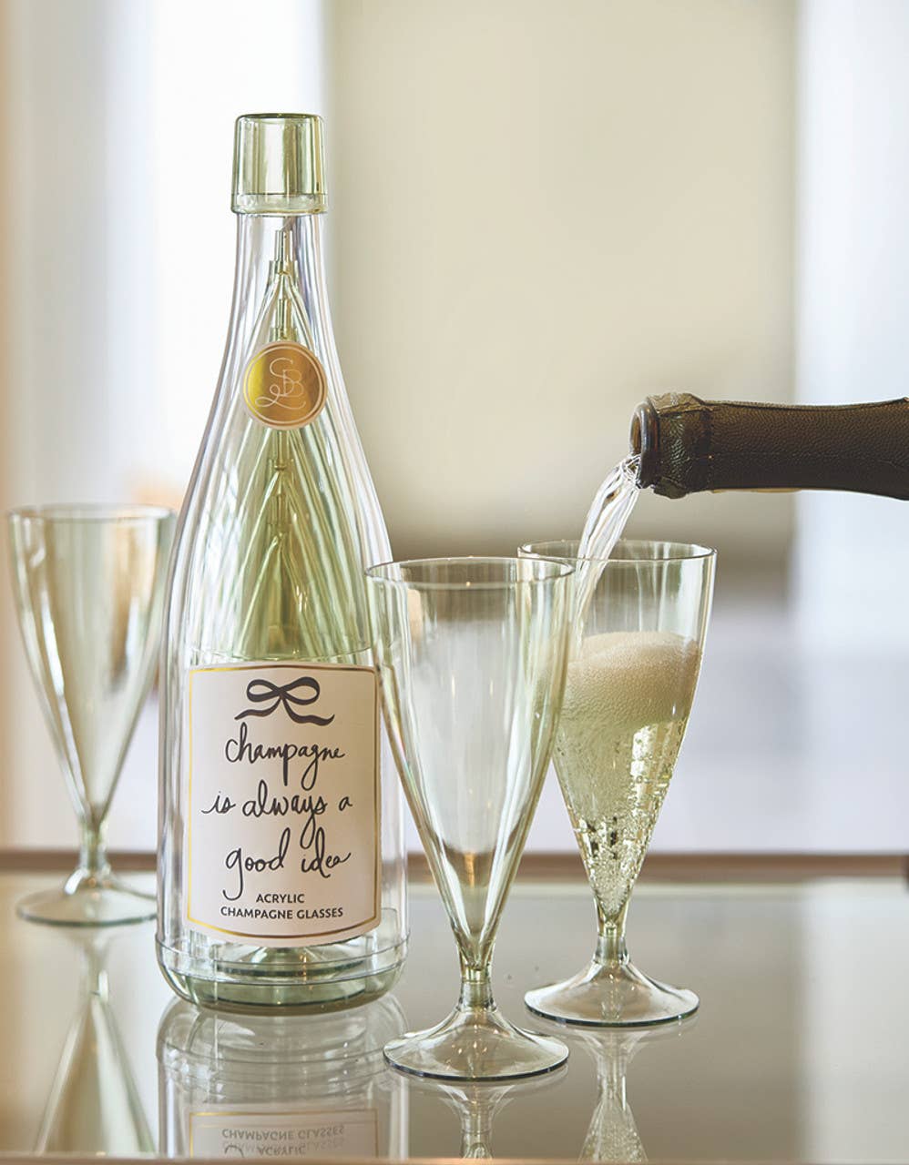 Acrylic Champagne Bottle + Glasses