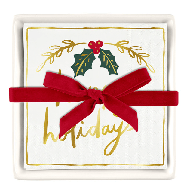 Ceramic Napkin Tray & Napkins