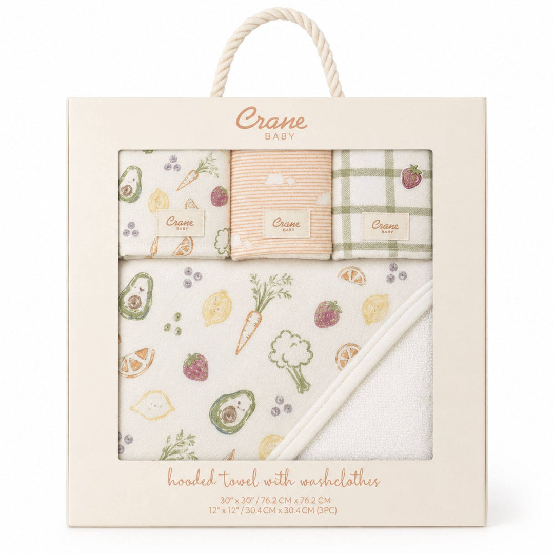Clementine Hooded Baby Bath Towel & Washcloth Set