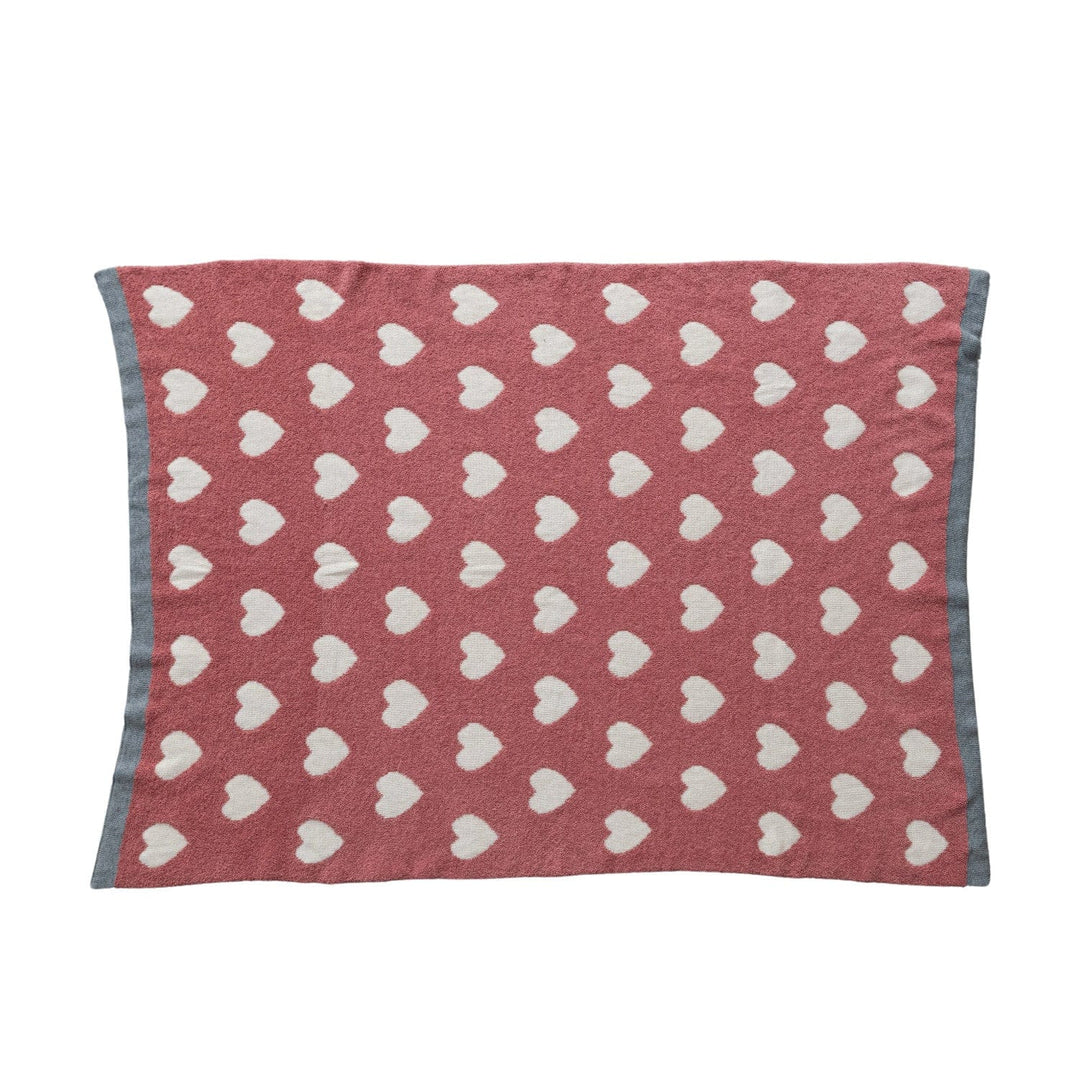 Chenille Baby Blanket with Hearts