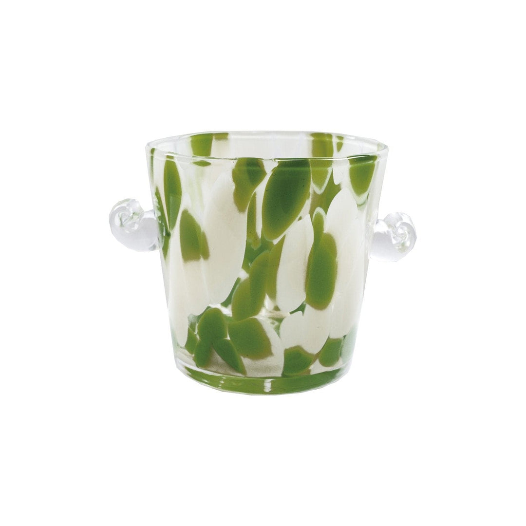 Confetti Glass Ice Bucket with Handles, Yellow & Green