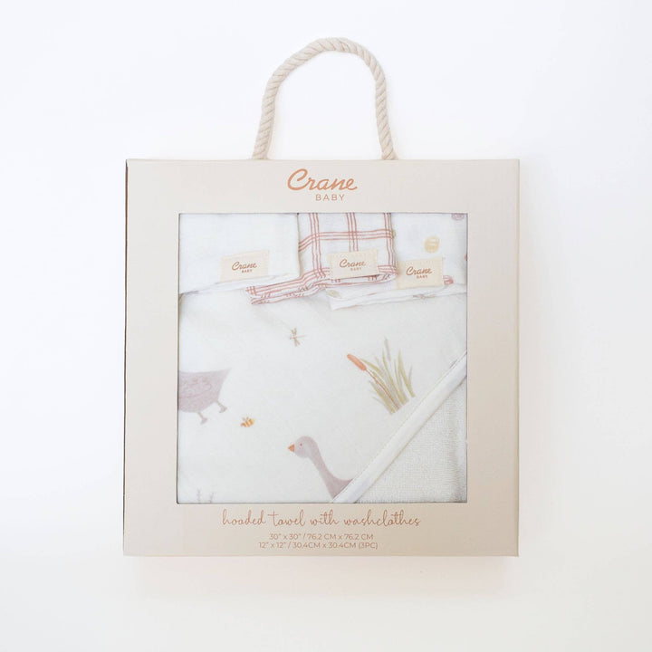 Charlie Farmhouse Goose Hooded Towel & Washcloth Set