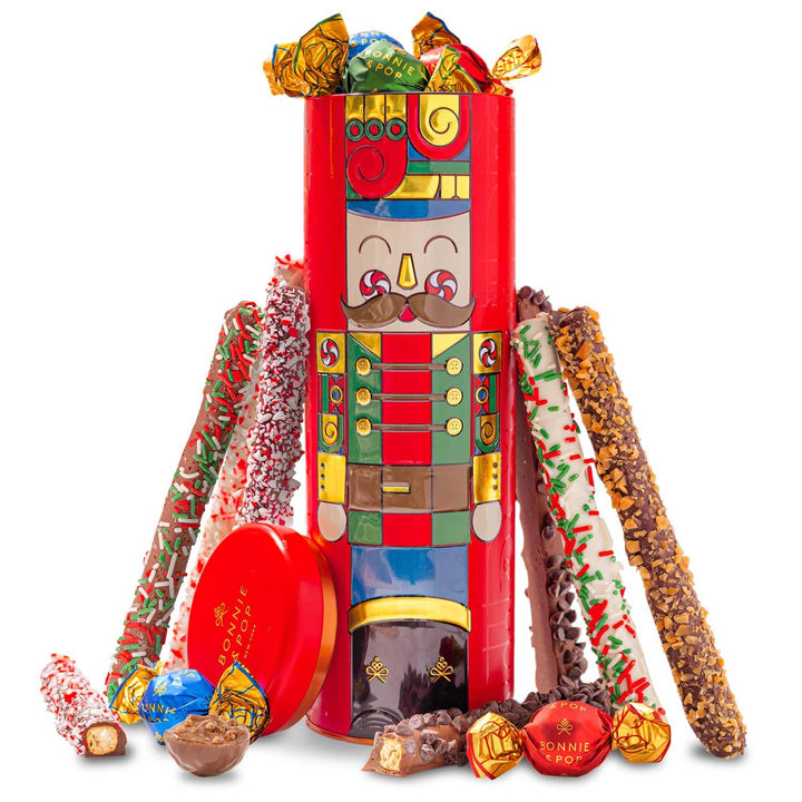 Nutcracker Chocolate-Covered Pretzel Gift Tin