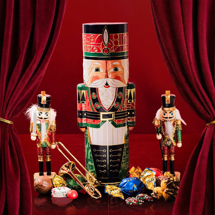 Christmas Gift Basket – Nutcracker Soldier Keepsake Tin Filled with Holiday Snack Mix