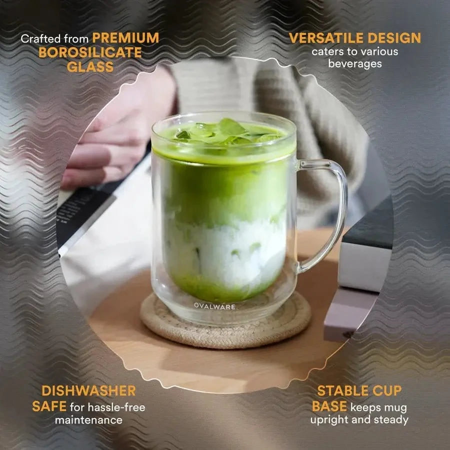 Double Wall Glass Mug, Set/2 - Small Batch Specialty Gifts