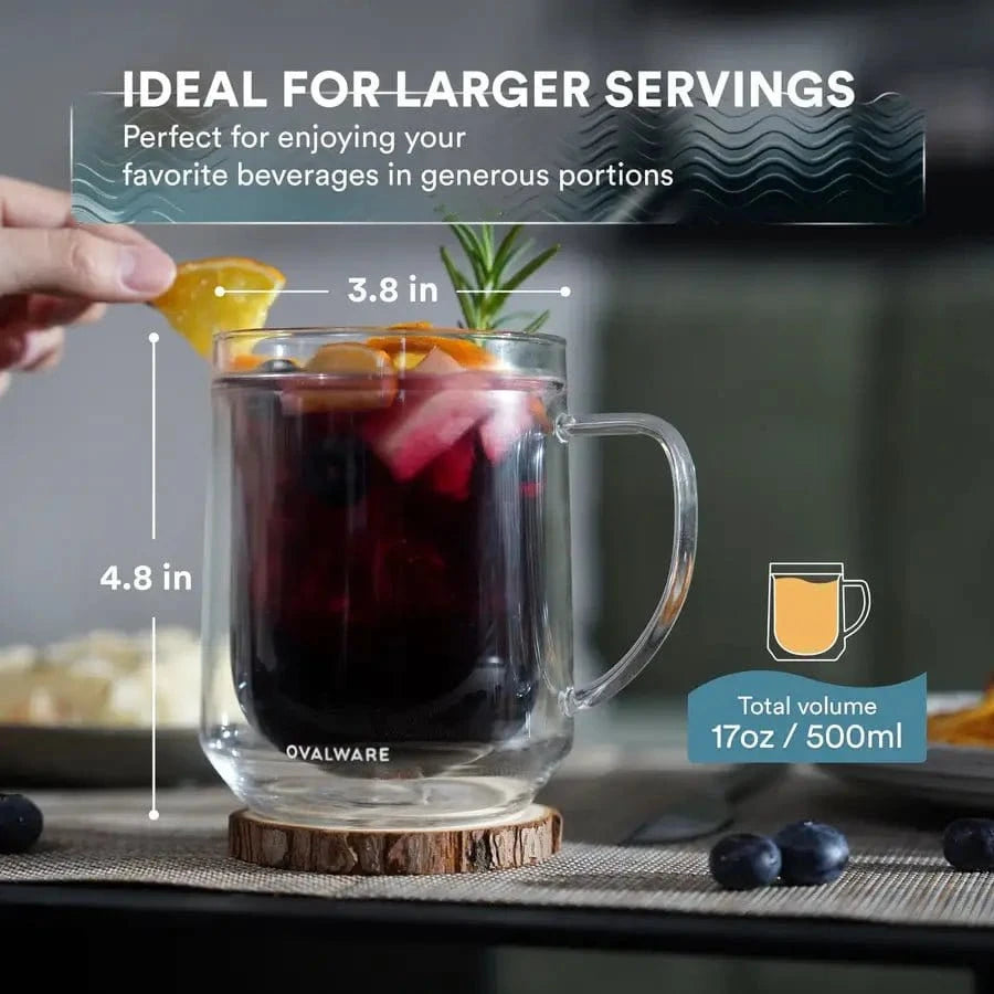 Double Wall Glass Mug, Set/2 - Small Batch Specialty Gifts