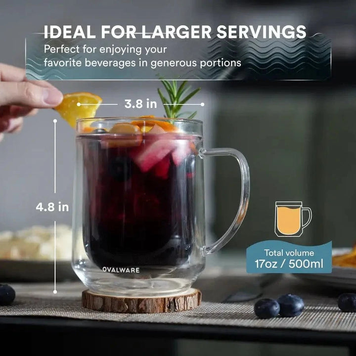 Double Wall Glass Mug, Set/2 - Small Batch Specialty Gifts