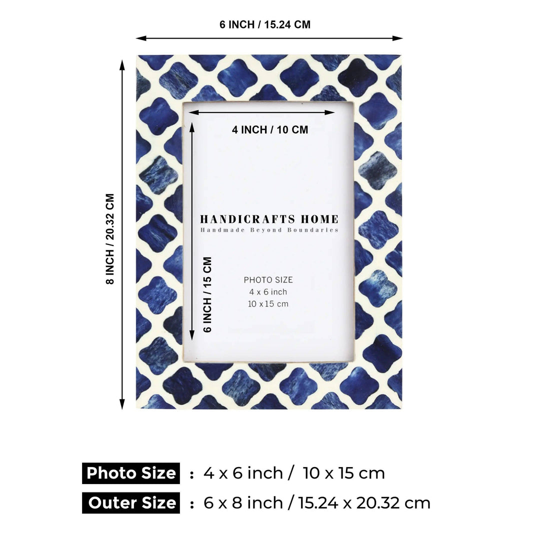Picture Frame Indigo Blue & White 4x6, 5 Patterns