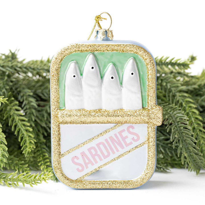 Vintage Sardines Tin Glass Christmas Ornament