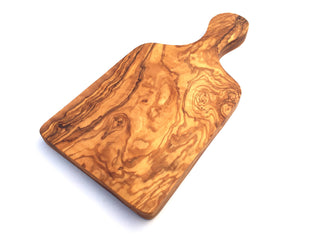 Handmade olive wood cutting board with handle