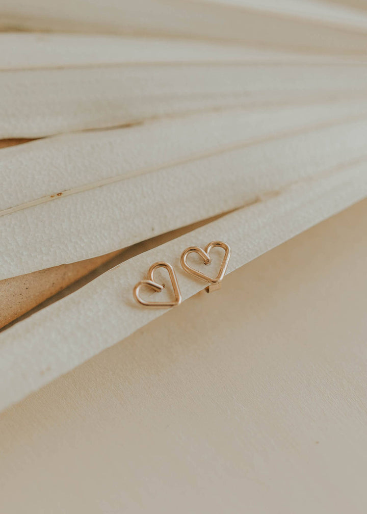 Open Heart Posts | 14kt Gold Fill + Sterling Silver
