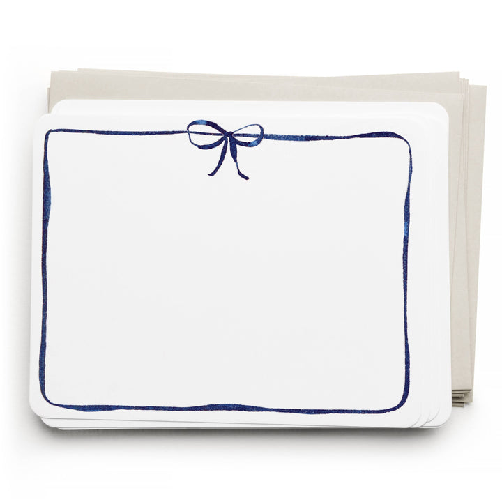 E Francis flat notecards with navy bow