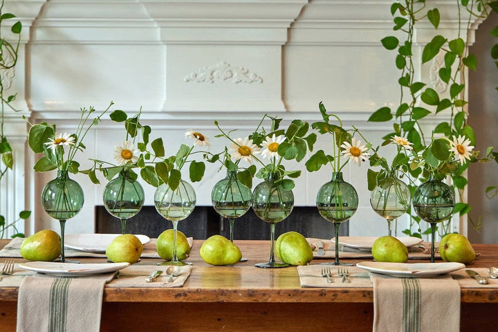 etúHOME Spruce Green Wine Glass Shaped Flower Vase