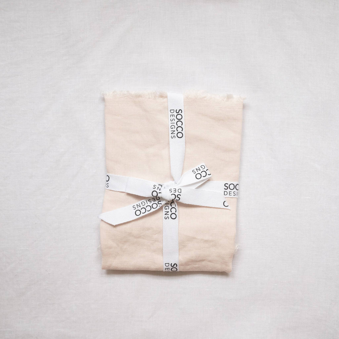 Fringed Linen Pillow - Blush