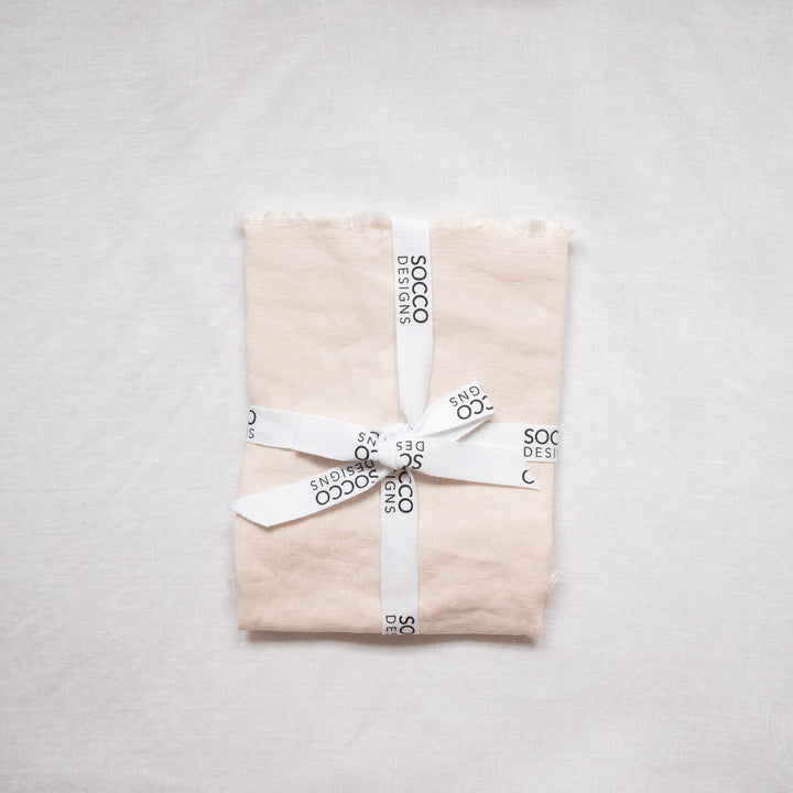 Fringed Linen Pillow - Blush