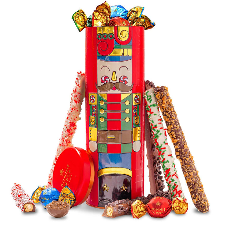 Nutcracker Chocolate-Covered Pretzel Gift Tin