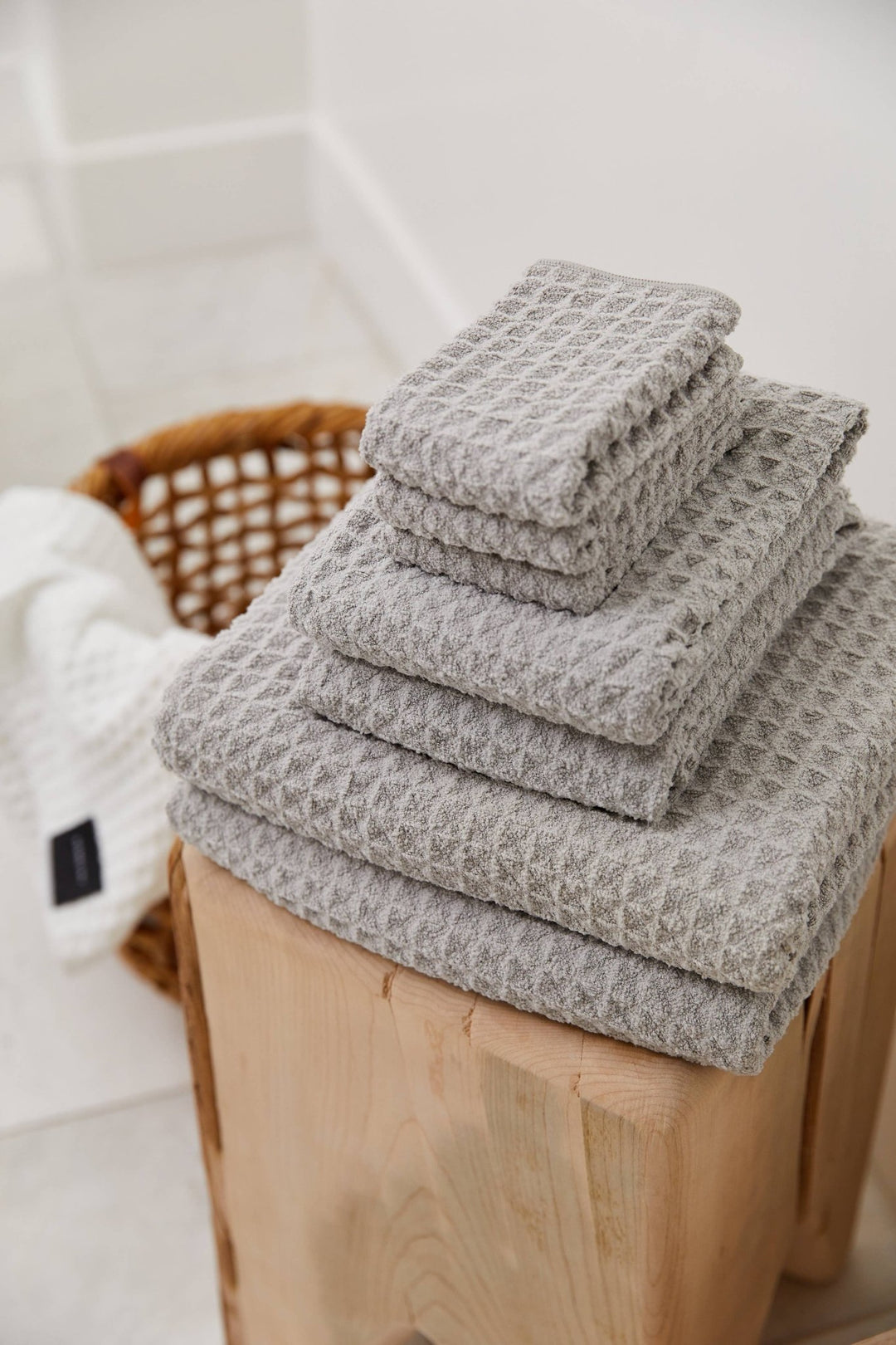 Geometry Stone Waffle Hand Towel