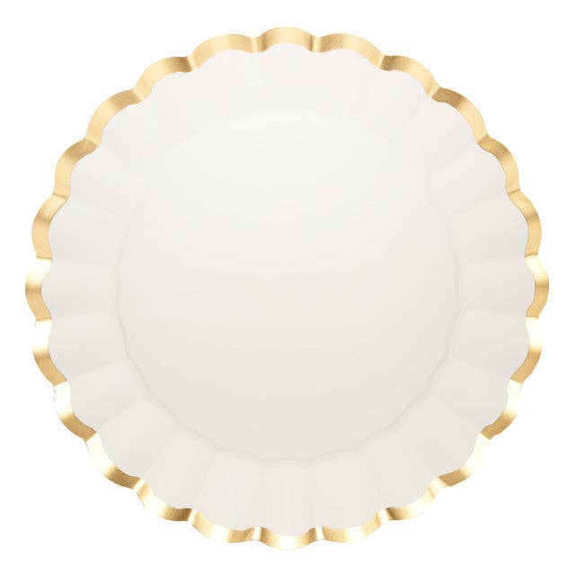 Gold Scalloped White Charger Plate