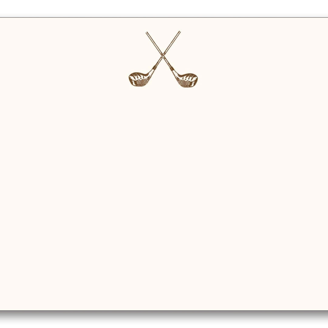 Maison de Papier Flat Notecards with 2 golf clubs at top of card - Small Batch Specialty Gifts