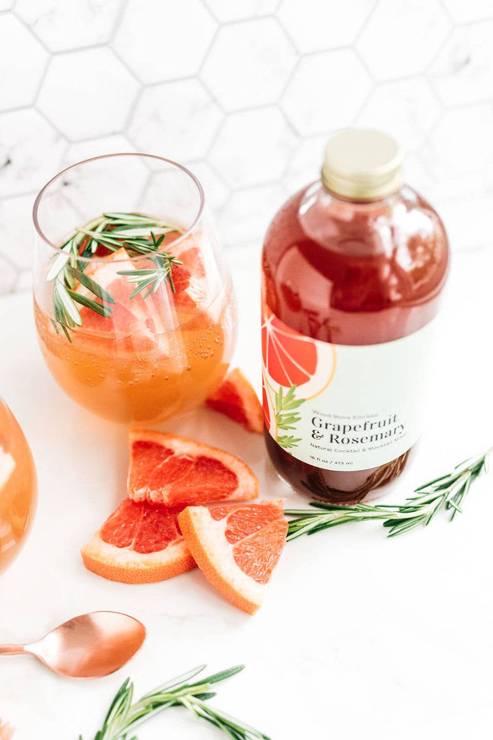 Grapefruit & Rosemary Cocktail and Mocktail Mixer, 16 fl oz - Small Batch Specialty Gifts