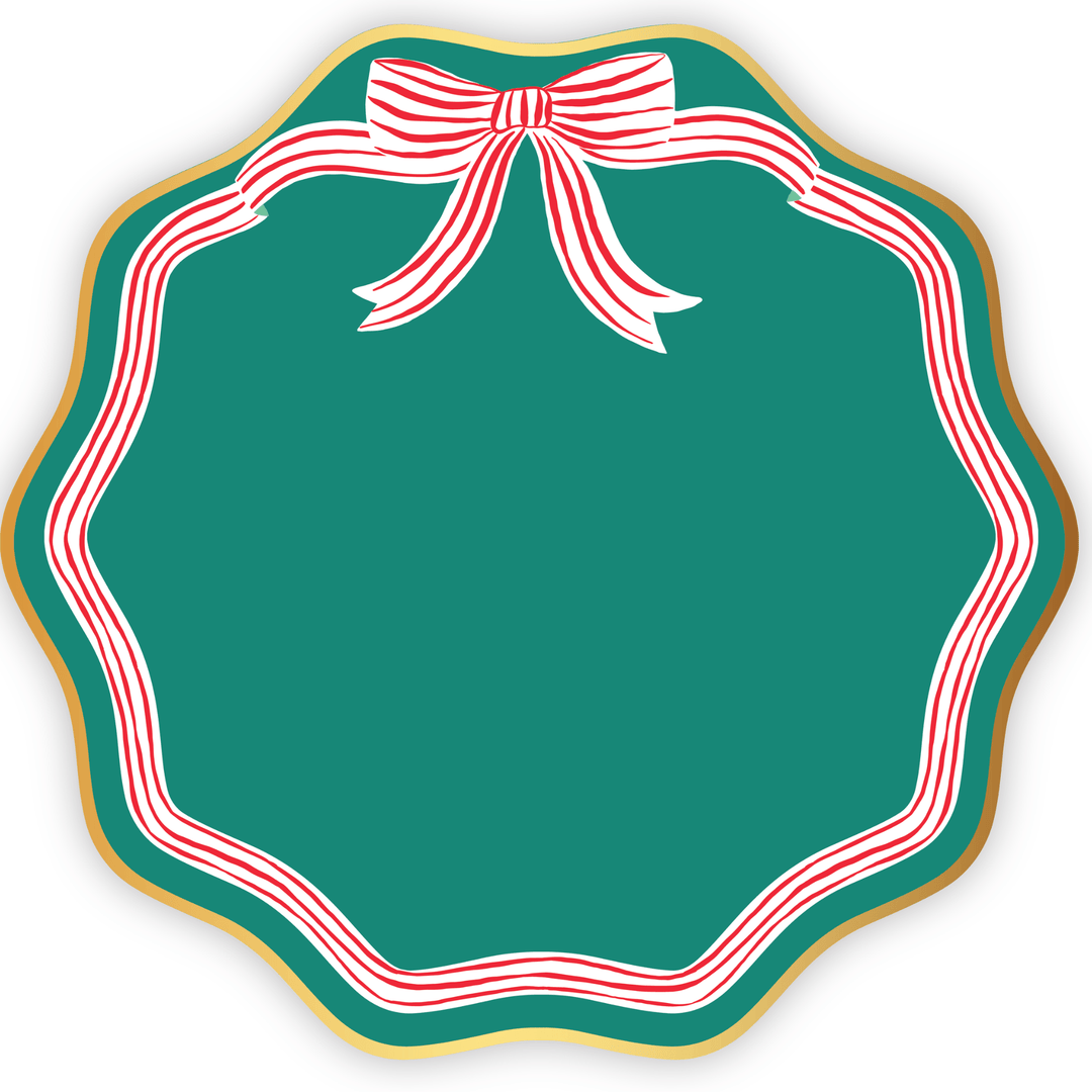 Green Peppermint Bow Paper Dinner Plates