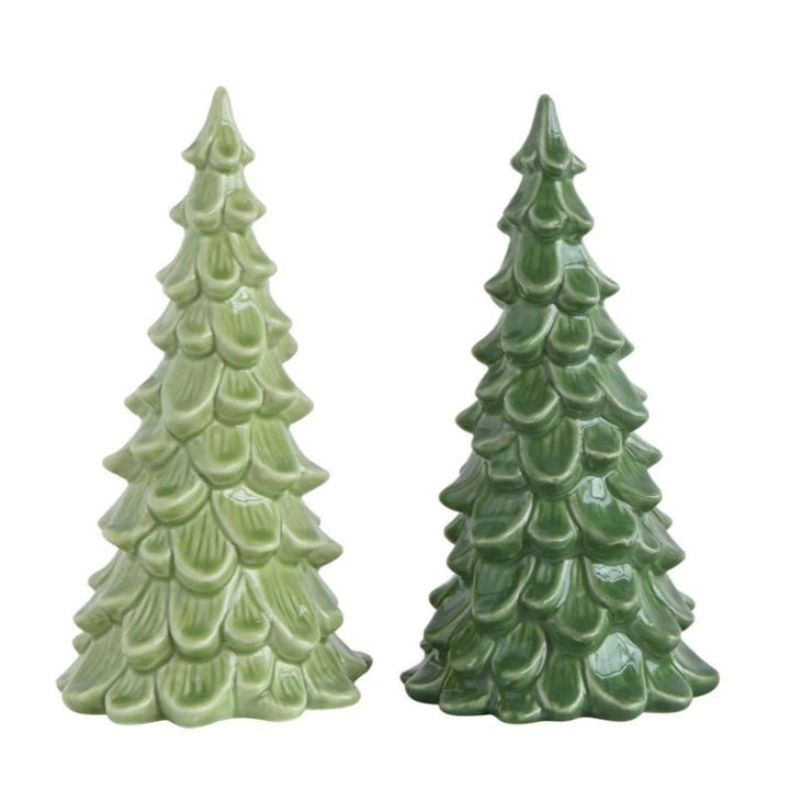 Green Stoneware Tree Figurines