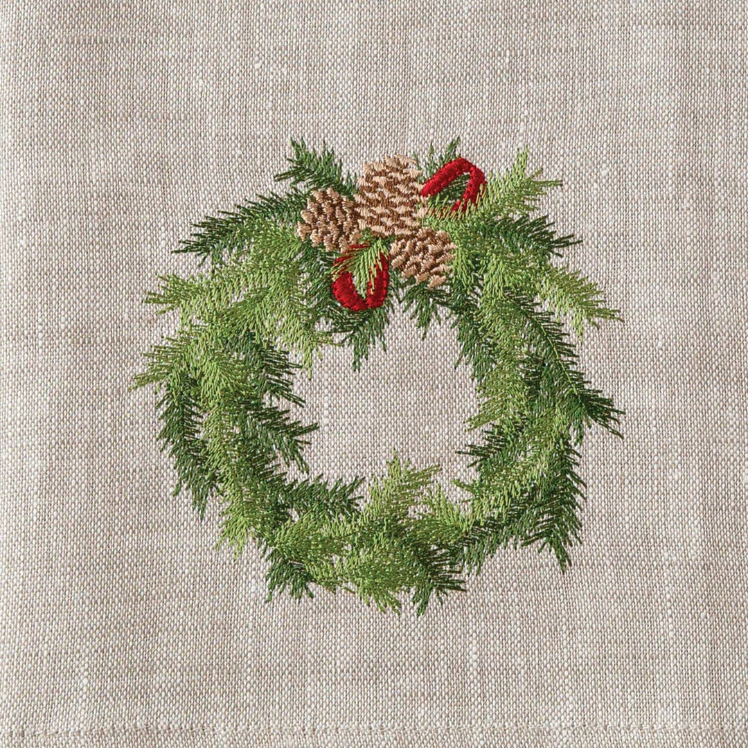 Juniper Wreath Linen Towel - Christmas - Small Batch Specialty Gifts