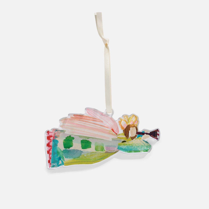 Acrylic angel ornament on a white background