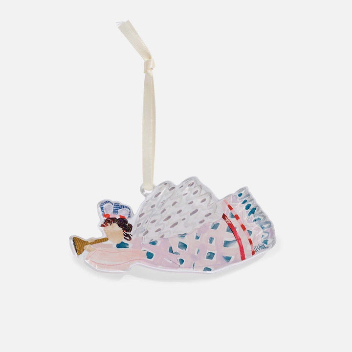 Acrylic Pink angel christmas ornament  on a white background
