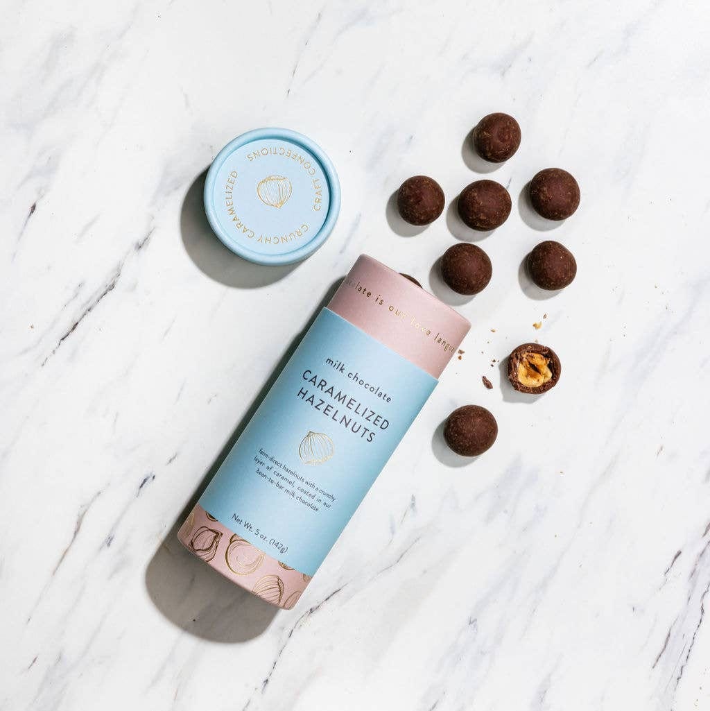 Milk Chocolate - Covered Caramelized Hazelnuts - 5oz - Small Batch Specialty Gifts