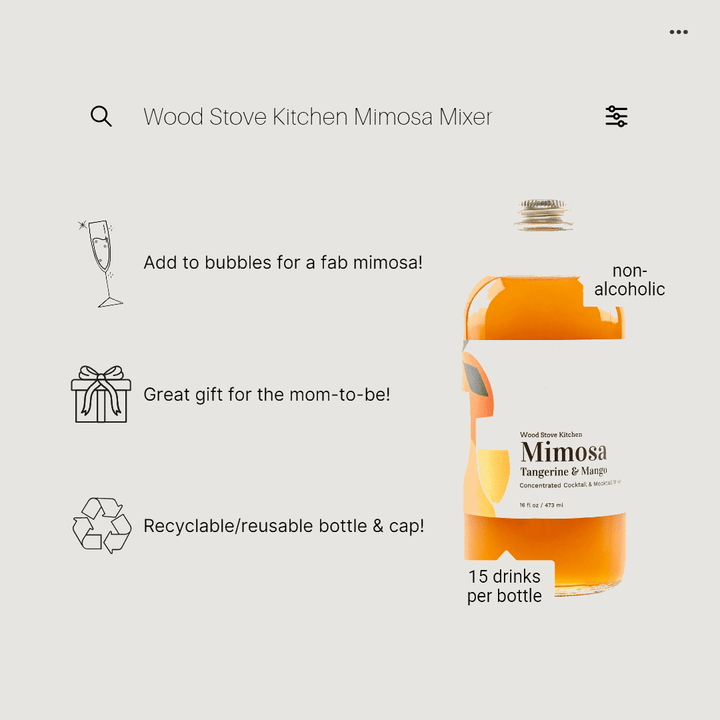 Mimosa Mixer w/ Tangerine & Mango for Cocktails and Mocktails, 16 fl oz - Small Batch Specialty Gifts