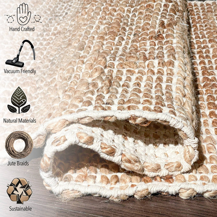 Monterey Jute/Cotton Runner Rug - Natural Jute/Ivory - 2'x5' - Small Batch Specialty Gifts